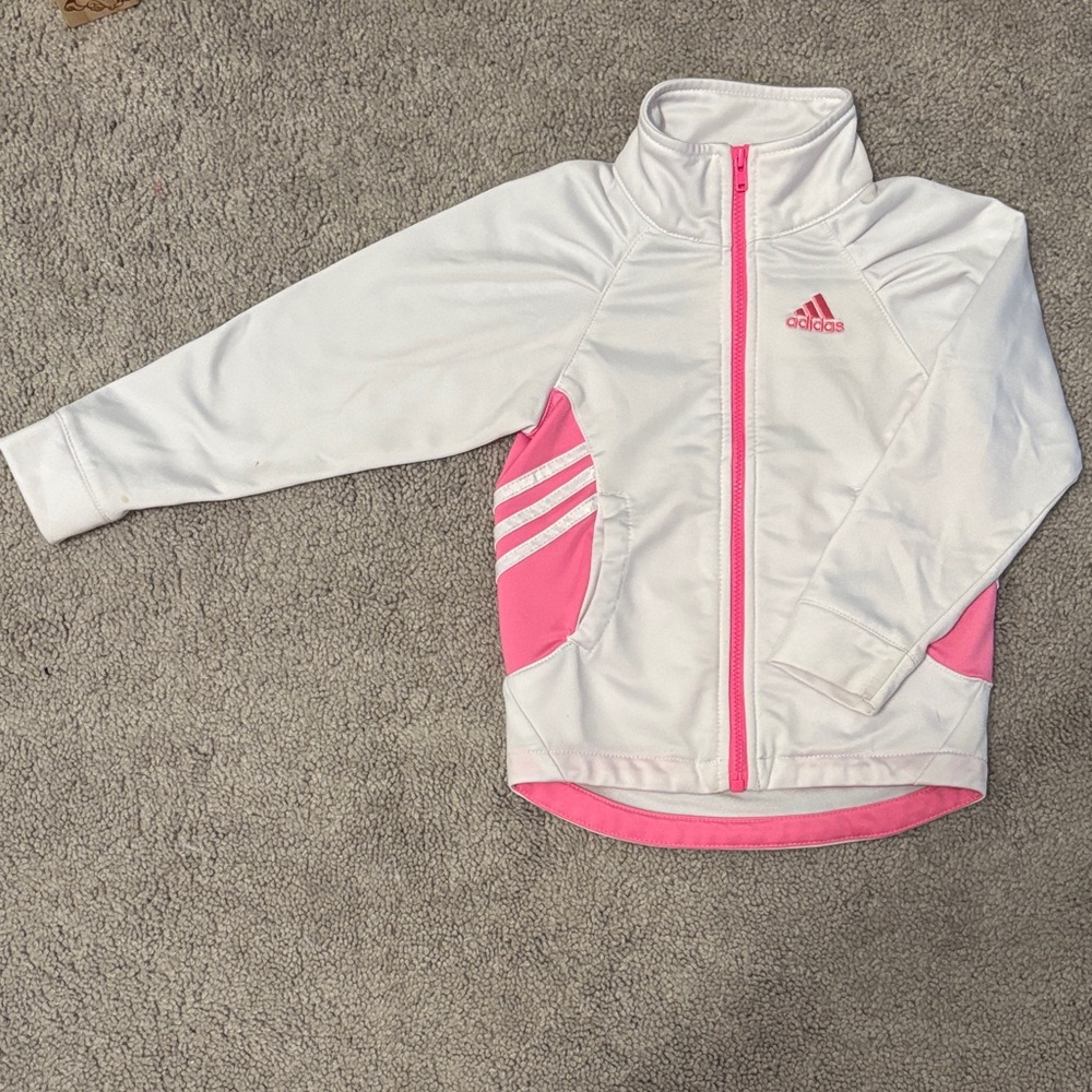 Adidas Pink and White Kids' Jacket